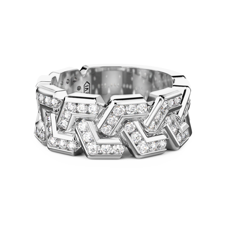 Anello a fascia Zancan in argento con pietre.