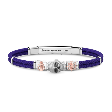 Zancan bracelet in Kevlar with skull and nautical elements.