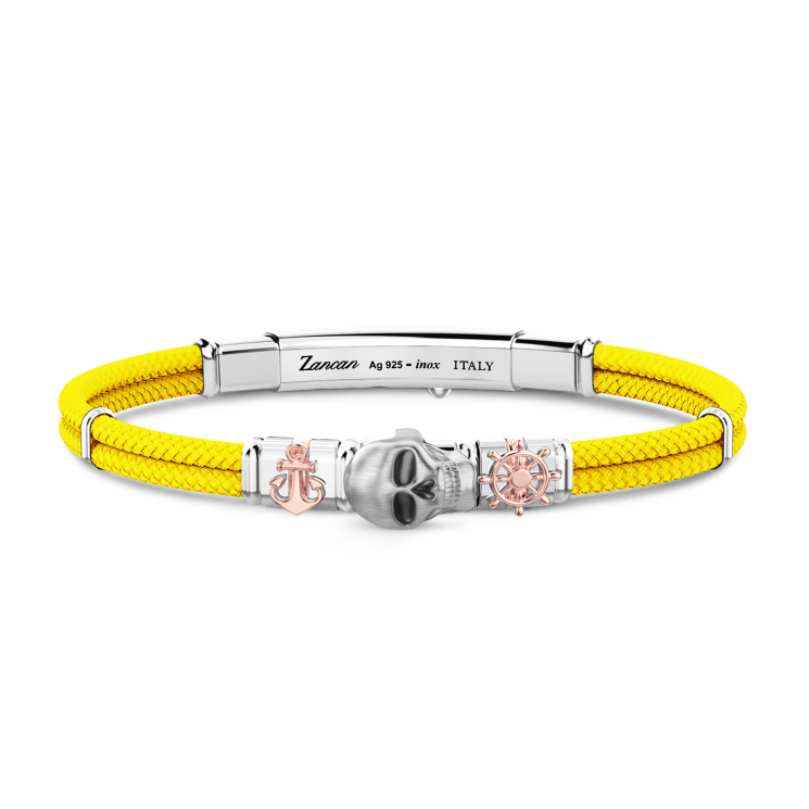 Bracciale Zancan in kevlar con teschio ed elementi nautici.