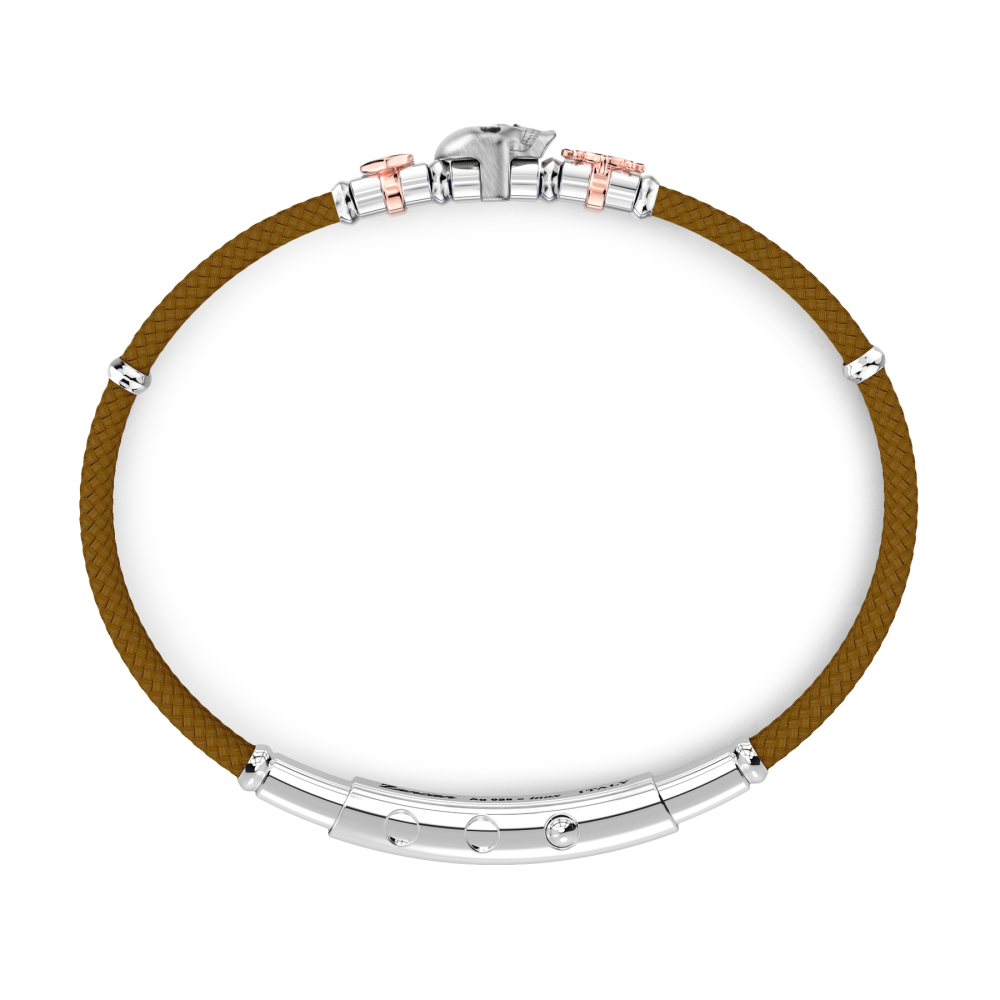 Bracciale Zancan in kevlar con teschio ed elementi nautici.