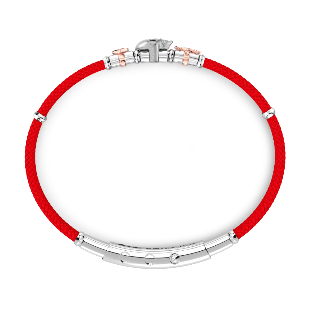 Bracciale Zancan in kevlar con teschio ed elementi nautici.
