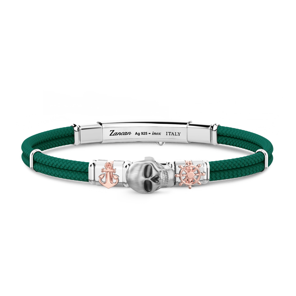 Bracelet Zancan en kevlar avec tête de mort et éléments nautiques.