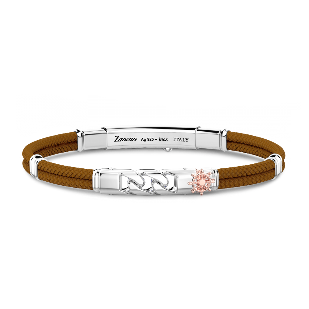 Bracelet Zancan en kevlar avec maille gourmette.