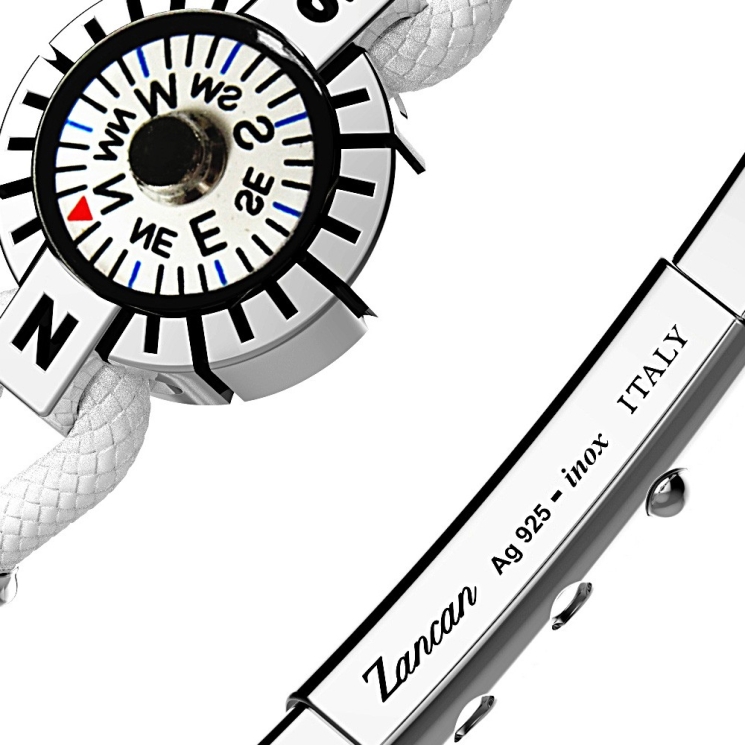Zancan-Armband aus Silber mit Kompass.