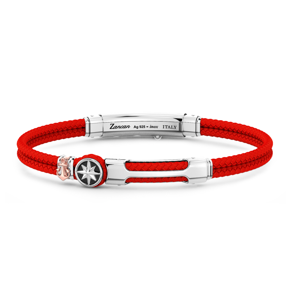 Pulsera de kevlar Zancan con placa y rosa de los vientos.