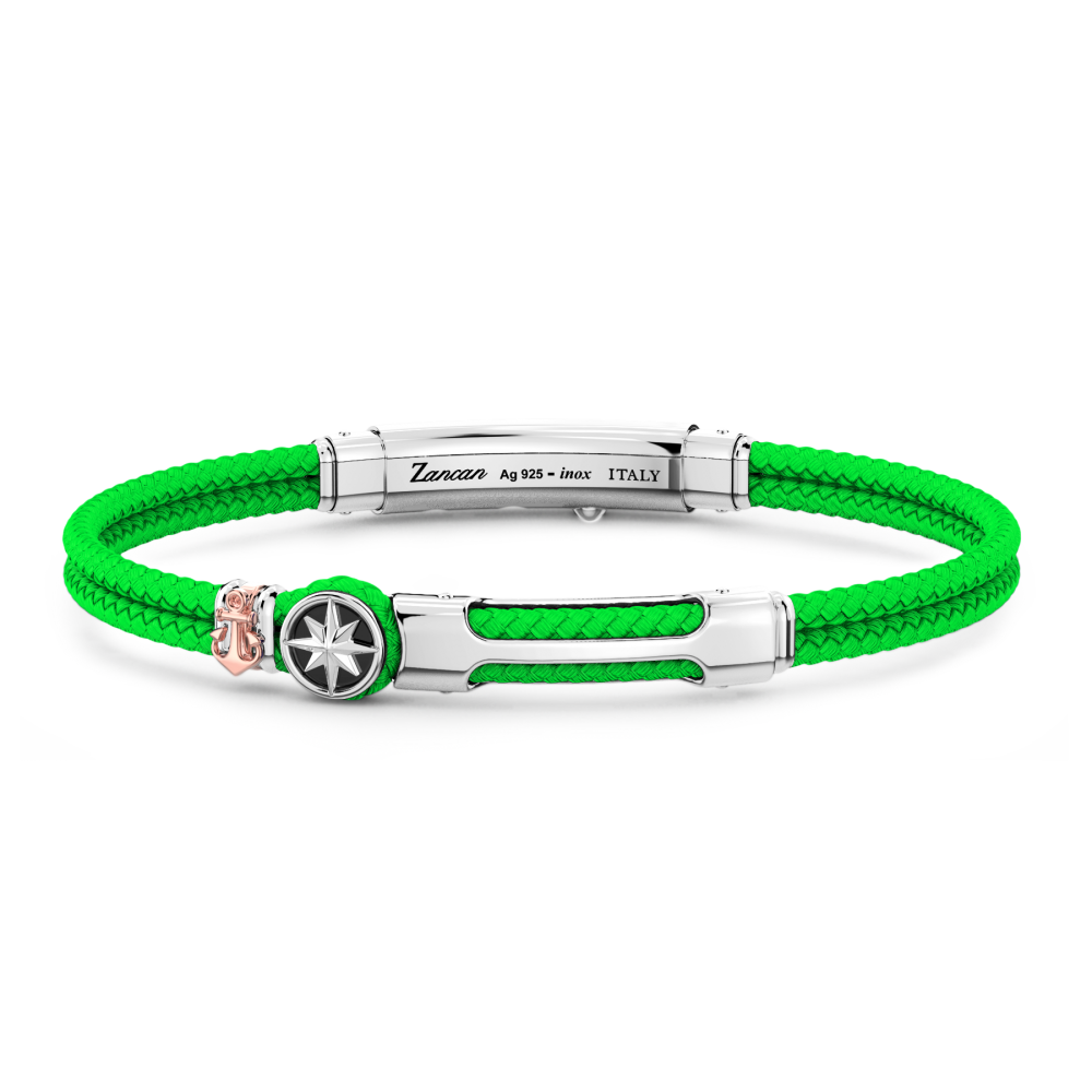 Pulsera de kevlar Zancan con placa y rosa de los vientos.