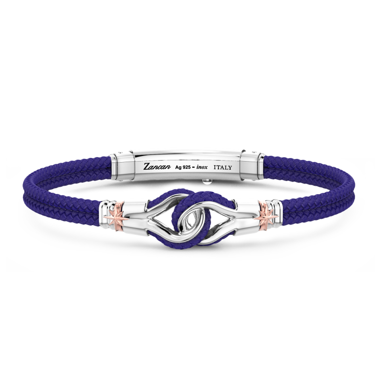 Pulsera Zancan en Kevlar con nudo náutico de plata.