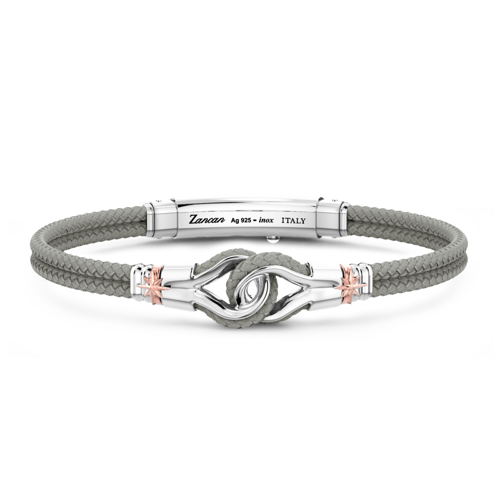 Pulsera Zancan en Kevlar con nudo náutico de plata.