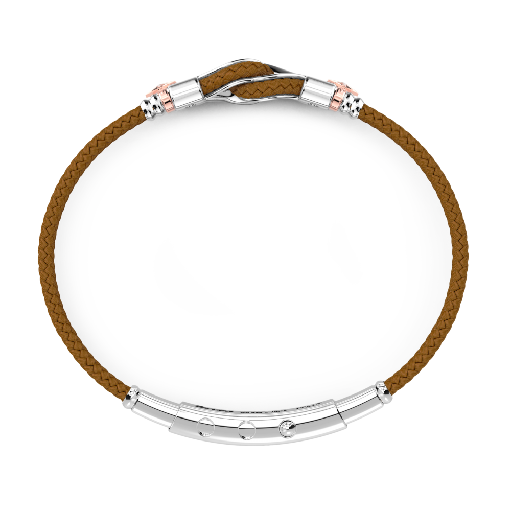 Bracelet Zancan en kevlar avec nœud marin en argent.