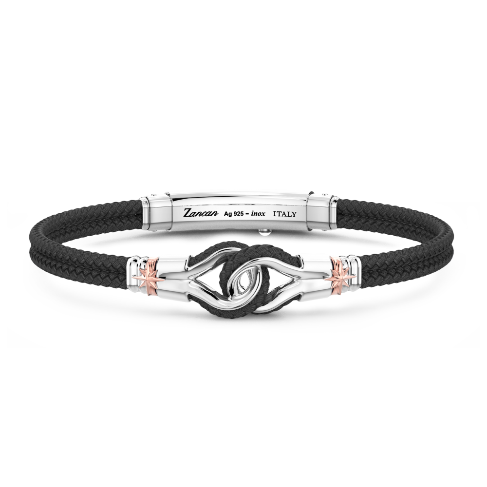 Zancan bracelet in kevlar with nautical knot in silver.