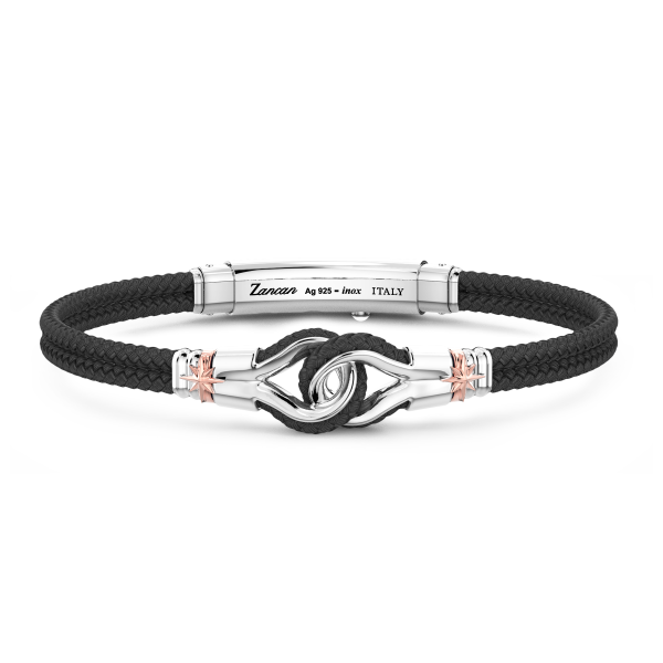 Bracciale Zancan in kevlar con nodo nautico in argento.