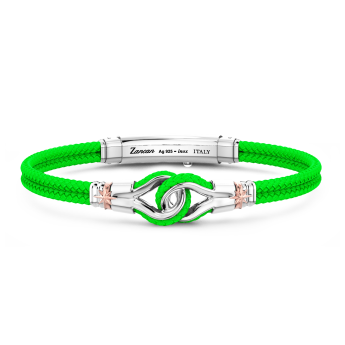Bracelet Zancan en kevlar avec nœud marin en argent.