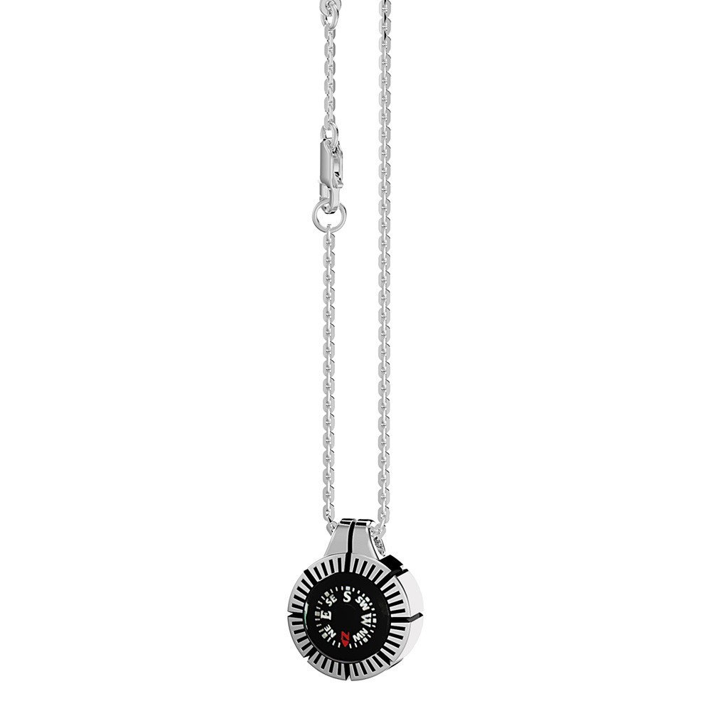 Collana Zancan con bussola nera in argento.