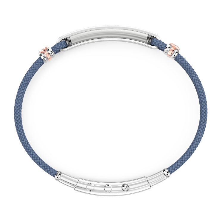 Bracciale Zancan in kevlar con targa e pietre nere.
