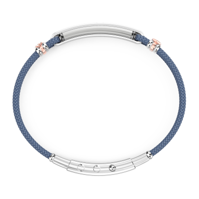 Bracciale Zancan in kevlar con targa e pietre nere.