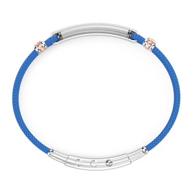 Bracciale Zancan in kevlar con targa e pietre nere.