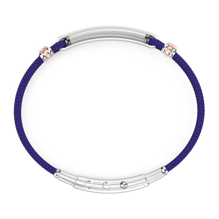 Bracelet Zancan en kevlar avec plaque et pierres noires.