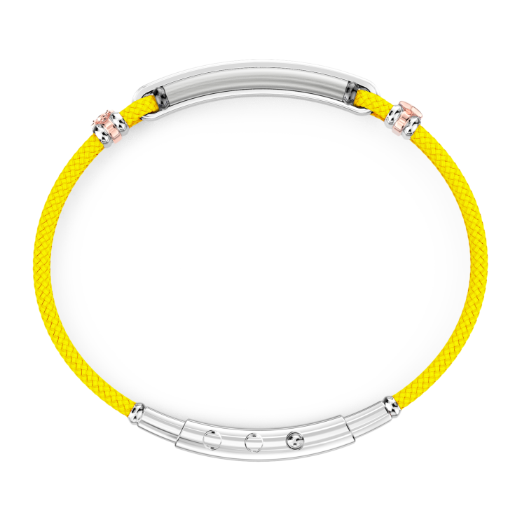 Bracciale Zancan in kevlar con targa e pietre nere.