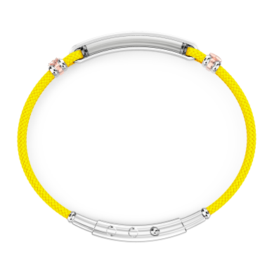 Bracciale Zancan in kevlar con targa e pietre nere.