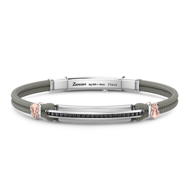 Zancan bracelet in Kevlar with tag and black stones.