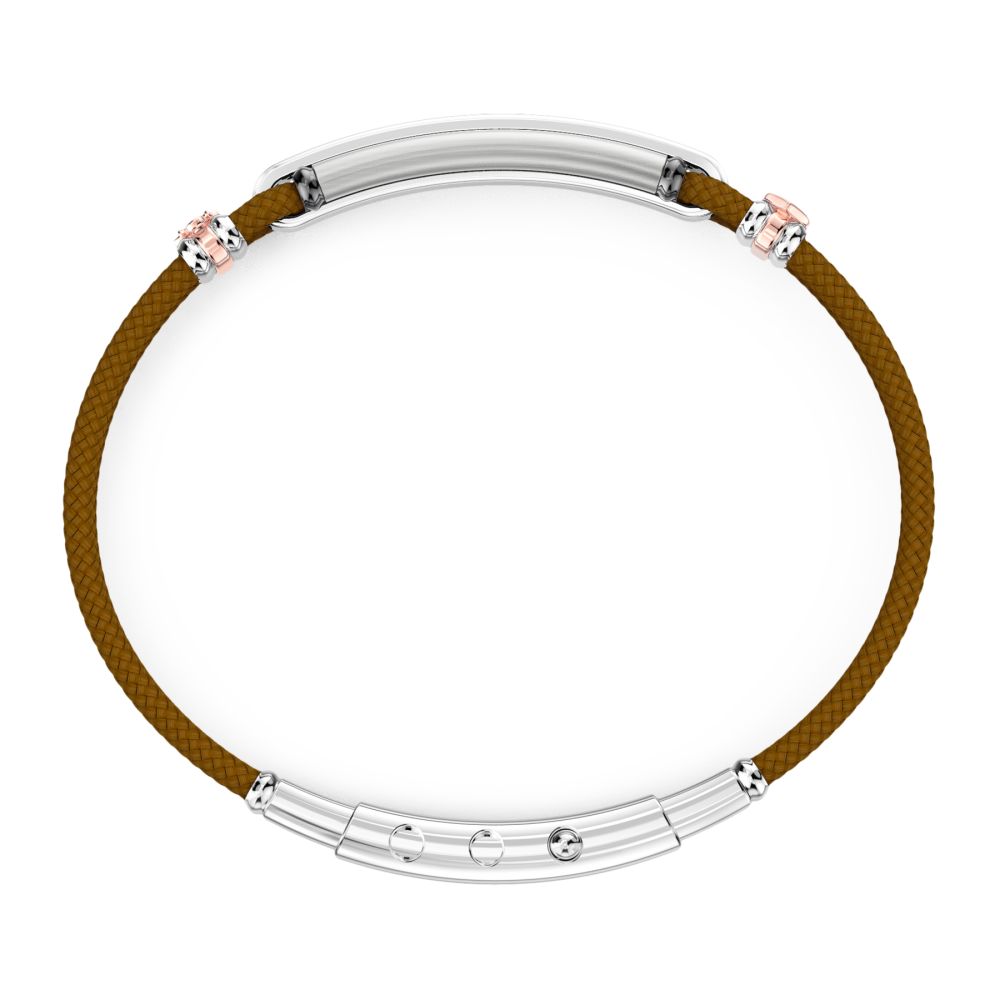 Bracciale Zancan in kevlar con targa e pietre nere.