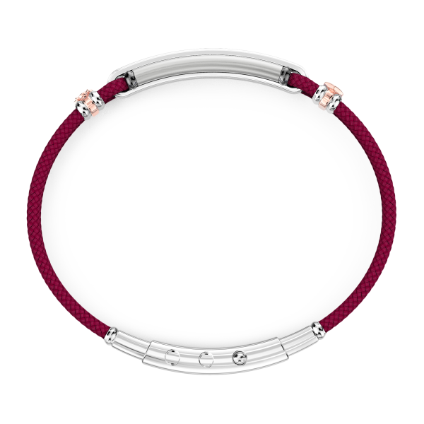 Bracciale Zancan in kevlar con targa e pietre nere.