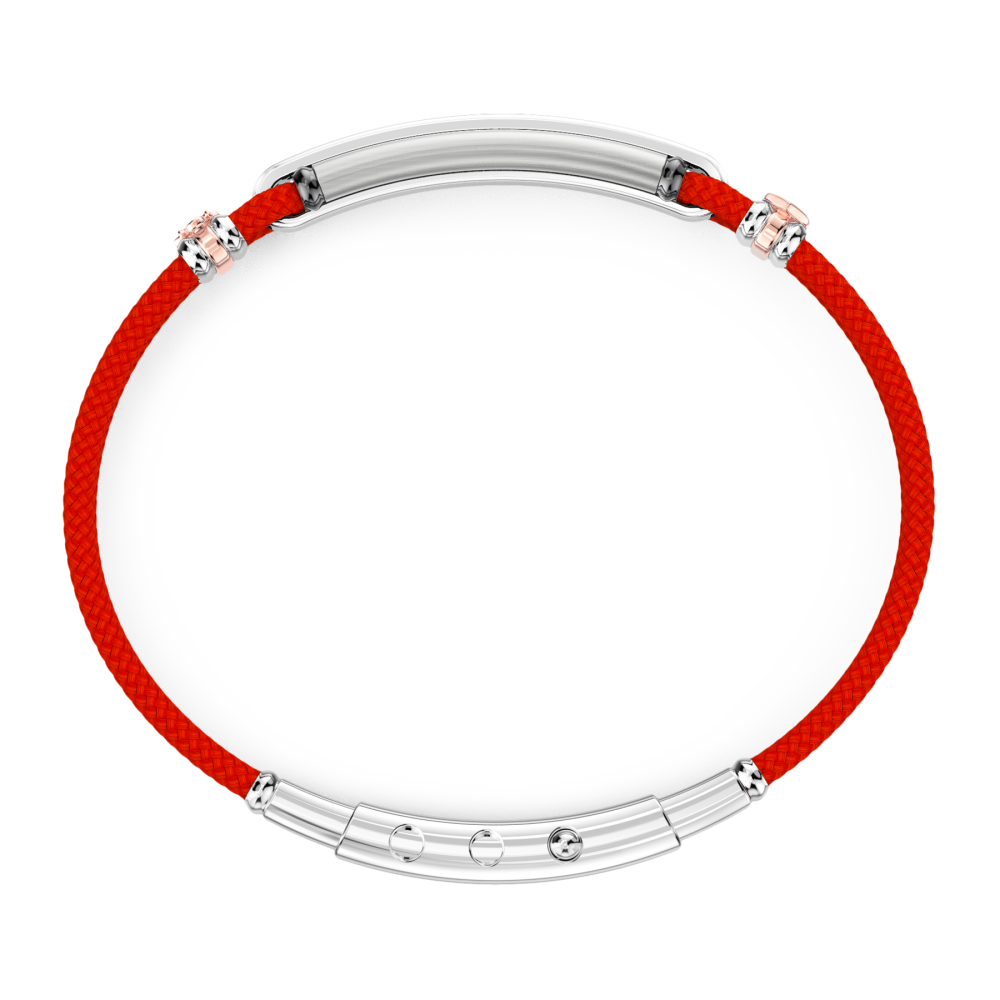 Bracciale Zancan in kevlar con targa e pietre nere.