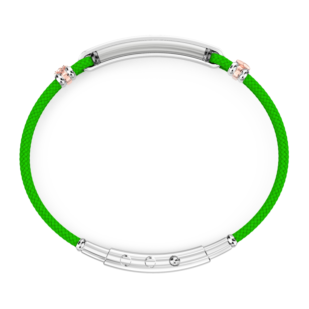 Bracciale Zancan in kevlar con targa e pietre nere.