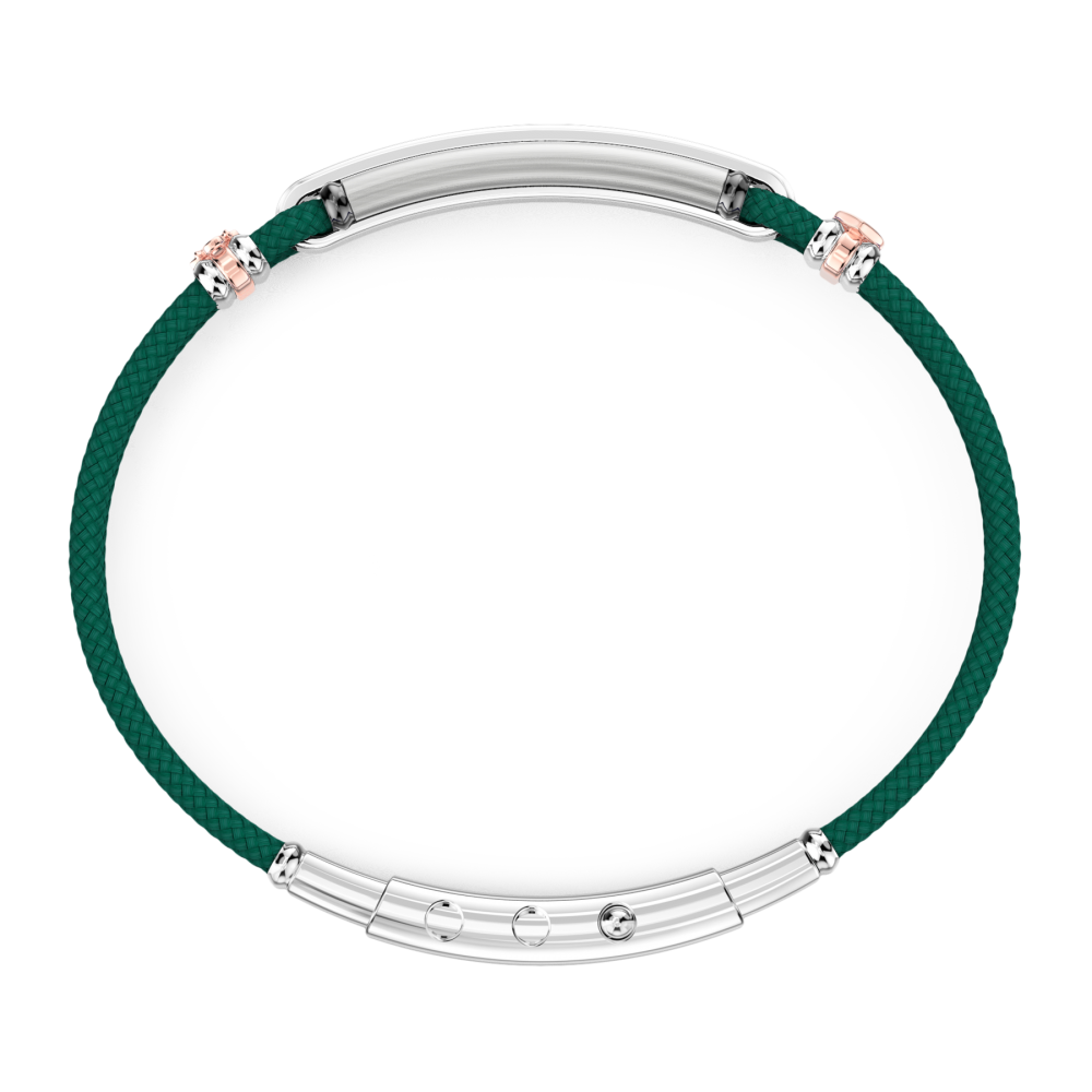 Bracciale Zancan in kevlar con targa e pietre nere.