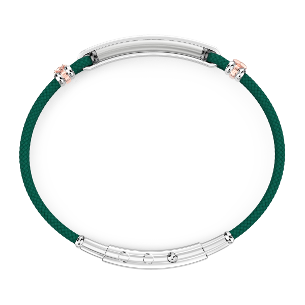 Bracciale Zancan in kevlar con targa e pietre nere.