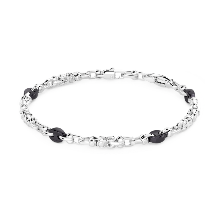 Zancan chain bracelet in silver and ceramic.