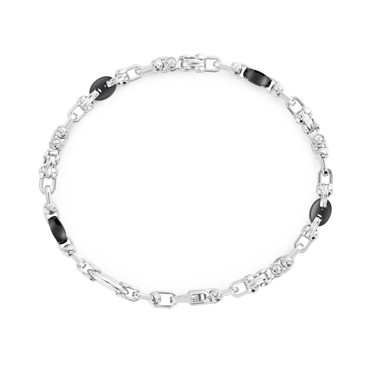 Zancan chain bracelet in silver and ceramic.