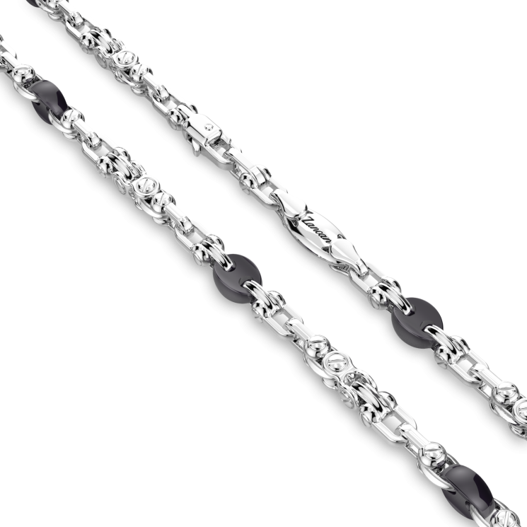Collier Zancan maille seule en argent et céramique.