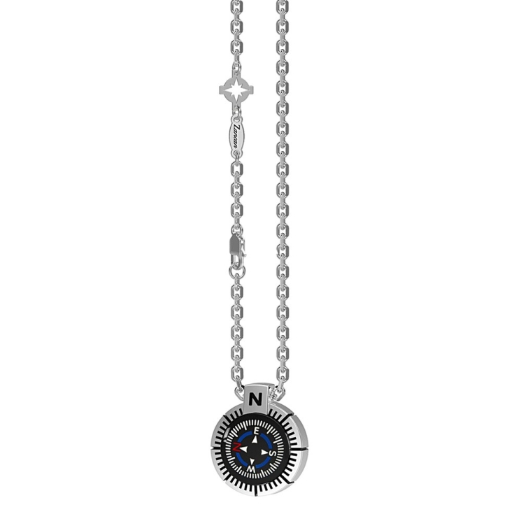 Zancan necklace with silver compass.