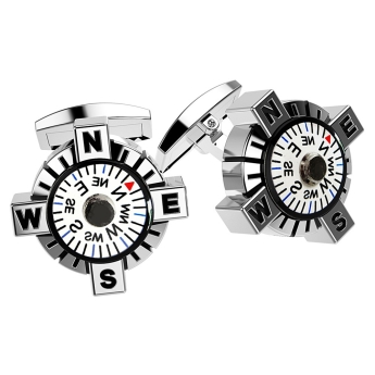 Zancan silver cufflinks with white compass.