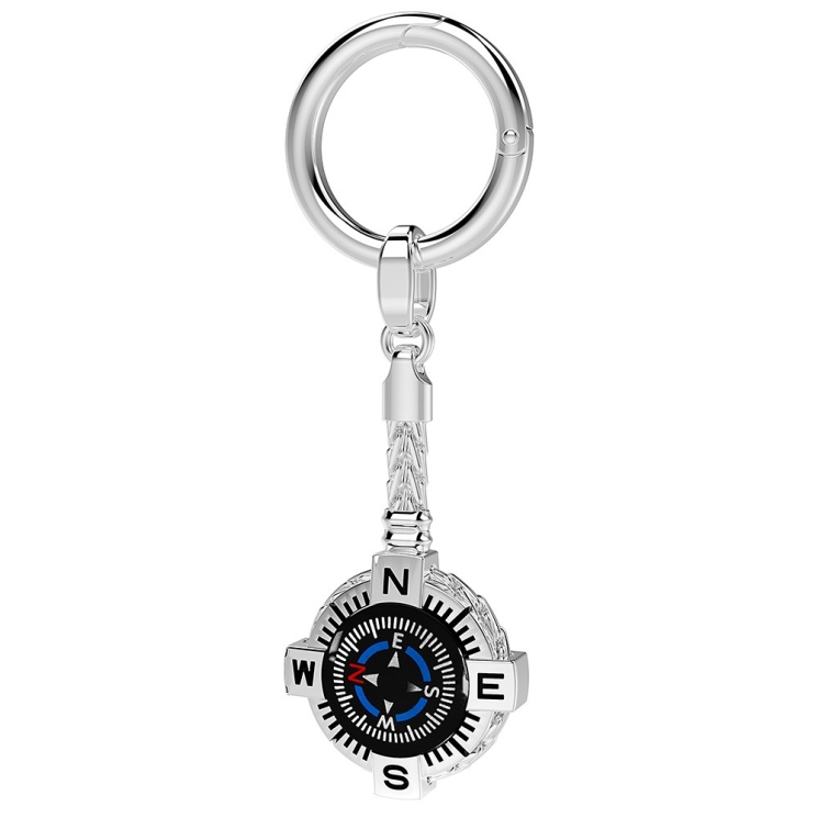 Zancan keychain with black silver compass.